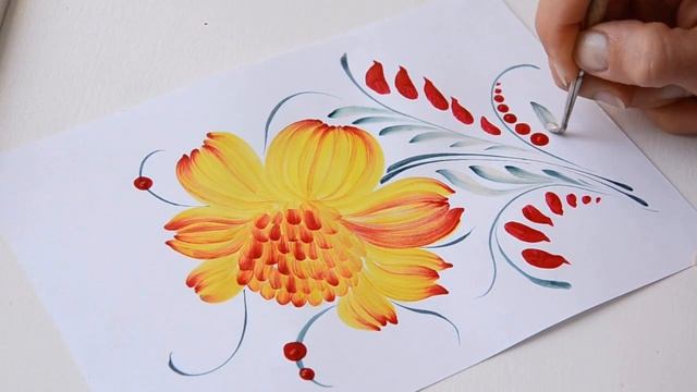 Урок Петриковской росписи. Композиция с цветком смотреть онлайн