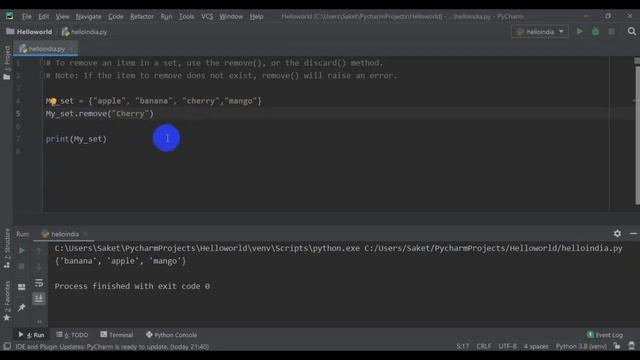 Python Part-7 Learn Coding Learn Python How to create a SET & Method (हिंदी में)
