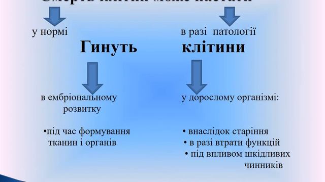 Біологія та екологія, тема уроку "Старіння та смерть клітин"