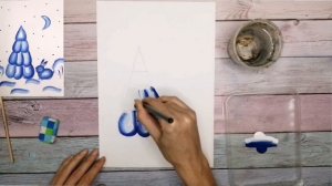 Мастер-класс "Рисуем зимний пейзаж в стиле Гжель".