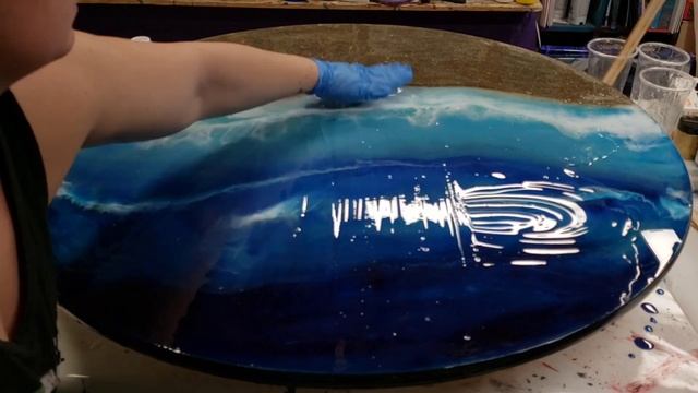 Resin beach on a round pub table top | Beach epoxy art furniture | Ocean resin art смотреть онлайн