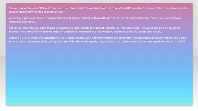 How to backup a Postgres database in Kubernetes on Google Cloud? смотреть онлайн