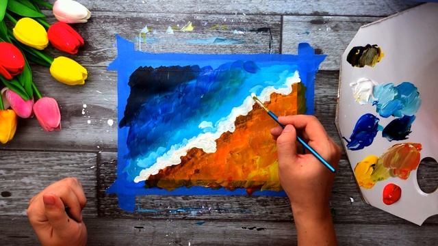 МОРЕ • Как легко нарисовать красками смотреть онлайн