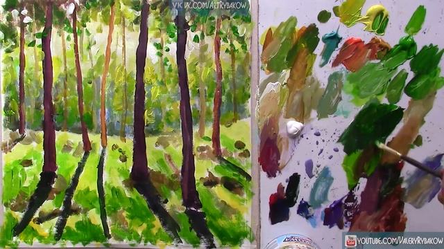 Как нарисовать Солнечный лесной пейзаж | Арт Терапия | 0759 | Полные УРОКИ РИСОВАНИЯ смотреть онлайн