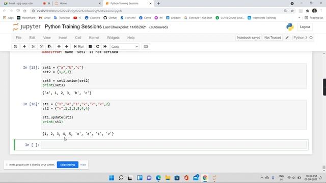 Python Training Program Session 17 || Sets || Set Methods in Python