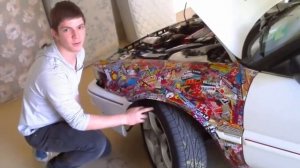 Стикербомбинг крыла автомобиля (как обклеить крыло машины наклейками)