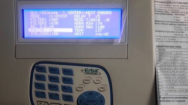 Glucose Test Parameter Programming in Semiautomatic Biochemistry analyser GOD-POD Method