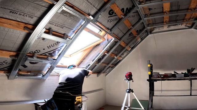 Собираю потолок из гипсокартона на мансарде смотреть онлайн