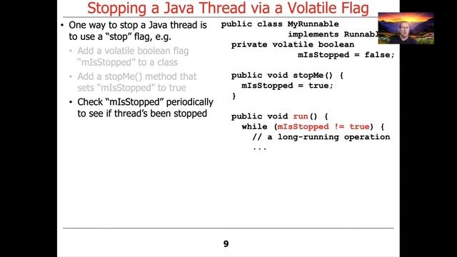 Managing the Java Thread Lifecycle: Stopping a Thread via a Volatile Flag смотреть онлайн