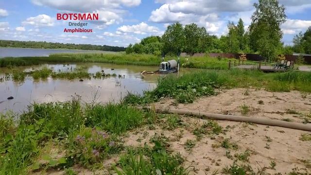 Купальная зона на озере. Земснаряд, экскаватор, "Botsman M" . Dredger, multipurpose amphibious смотреть онлайн