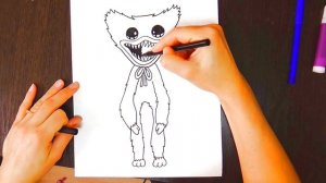 How to draw HUGGY WUGGY _ Aprende a dibujar a Huggy Wuggy (Poppy Playtime)