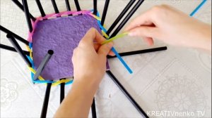 DIY / КОРЗИНКА ИЗ КОКТЕЙЛЬНЫХ ТРУБОЧЕК \ cocktail basket #KREATIVnenkoTV
