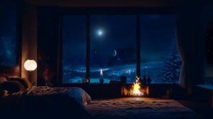 ?10 hours cozy winter cabin with fireplace | Blizzard sounds, you need peace of mind, take a break