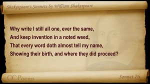 Sonnet 076 by William Shakespeare