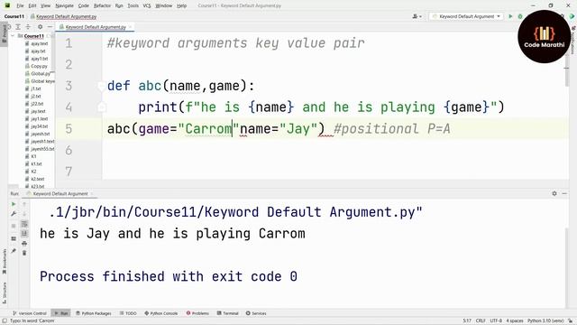 Keyword Arguments in Python | Advanced Python Tutorial For Beginners in Marathi #python #49