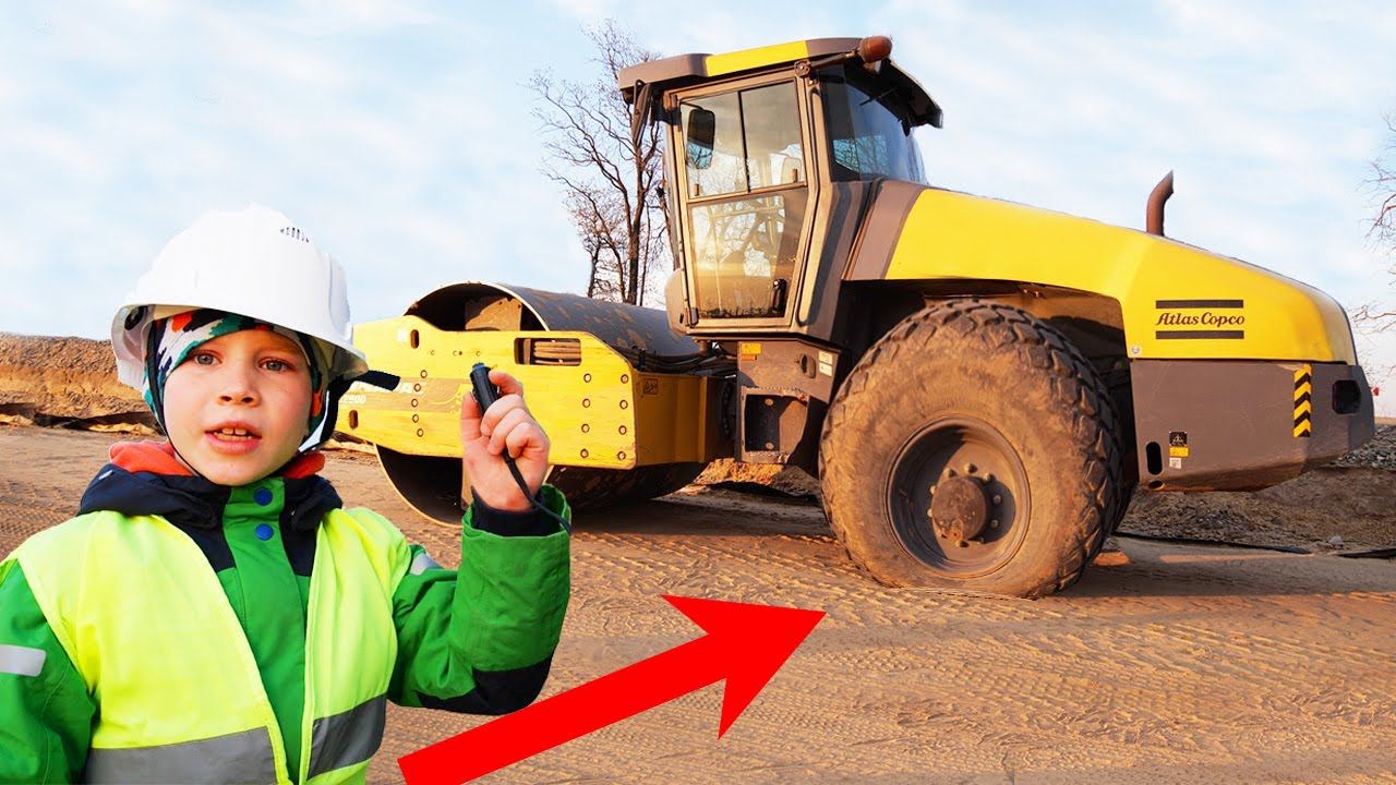 КАТОК сломался Спустило колесо Лев помогает папе и чинит технику смотреть онлайн