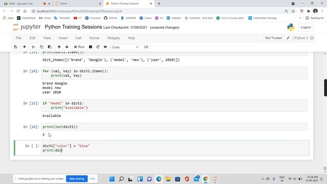 Python Training Program Session 16 || Practice Example || Dictionary || Nested Dictionary & Methods