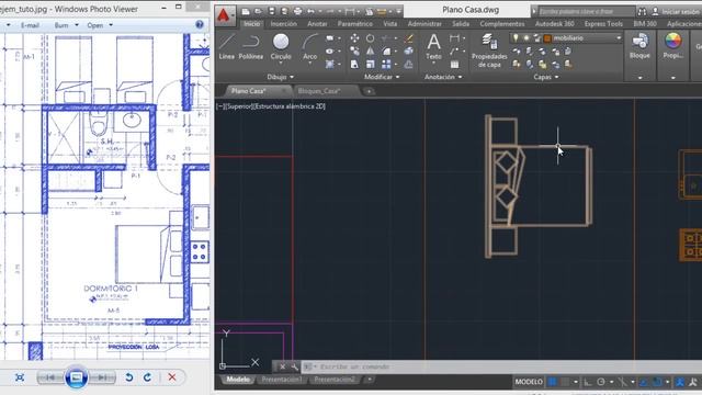 Insertar bloques de mobiliario, coordenadas relativas, escalar y centrar en AutoCAD (Curso Parte 13 смотреть онлайн