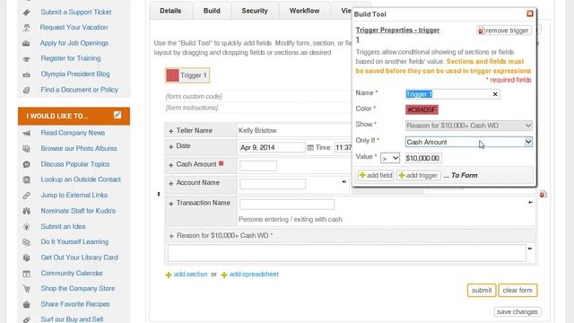 Intranet Connections: Dynamic Forms with Online Form Sections