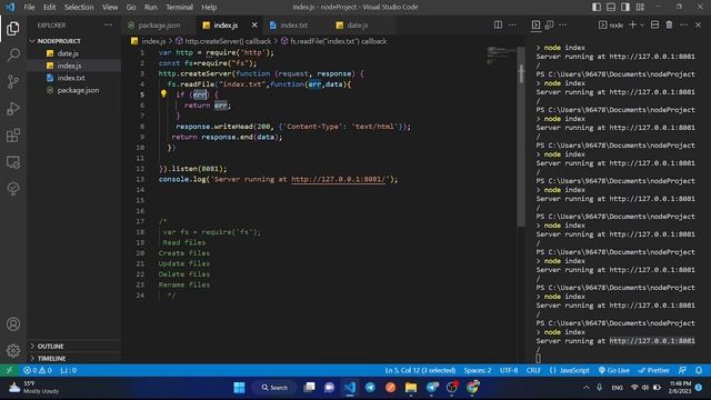 how read file in node js part 2
