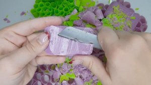 ASMR✌purple and green set/резка мыла на кубики/cracking light plasticine.