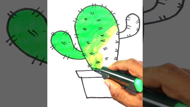 cactus coloring kids | very easy drawing cute drawings English | tree drawing coloring painting tip