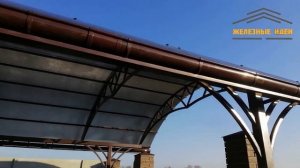 Навесы из поликарбоната, грамотный монтаж водосточной системы. #Rainway, #поликарбонат, #навес