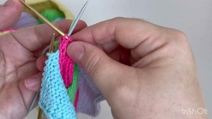 Как вязать разноцветную✨ косу спицами простой способ