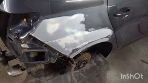 ремонт бампера без шпаклёвки и заднего крыла Kia Ceed часть 2