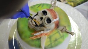 Пиратский торт - роспись аэрографом [Аэрография на тортах]