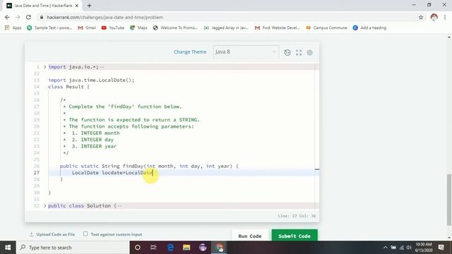 Java Date and Time HackerRank solution in hindi смотреть онлайн