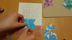 Прикладное творчество. Мозаичная аппликация "Букет цветов".