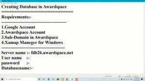 Creation of DataBase using PHP and HTML in Award space ||  Part -1 || IOT