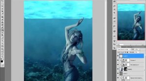 Фотошоп. Фото монтаж коллаж - Водная нимфа (Photoshop)