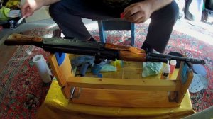Пропитка приклада и цевья АК Тунговым маслом. Impregnation of stock and fore-end with Tung oil.