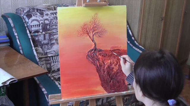 Рисуем объемную картину акрилом и маслом с помощью структурной пасты.Круглова Людмила.