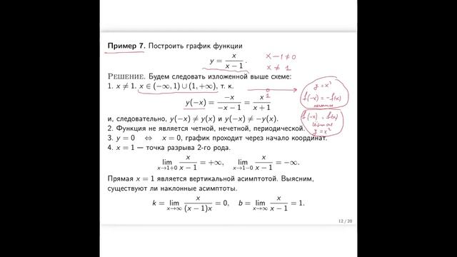 Асимптоты графика функции. Общая схема исследования графика функции смотреть онлайн