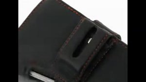 PDair Leather Case for LG Optimus G2 D800 D801 D802 -Horizontal Pouch Type(Black/Orange Stitchings)