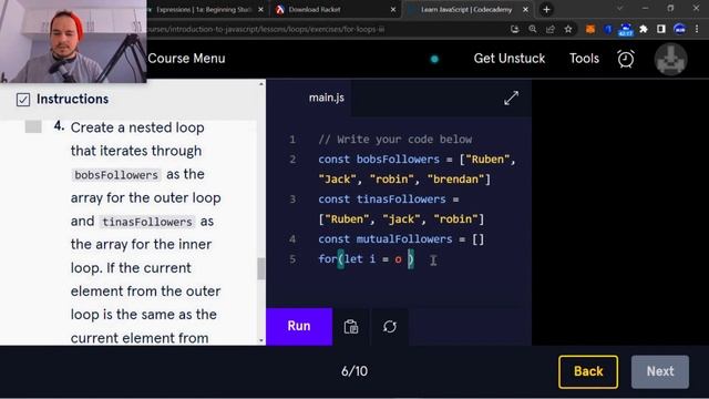 Javascript nested for loops смотреть онлайн