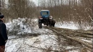 Едем в лес за дровами на бульдозере ЧТЗ Т130 Т170.