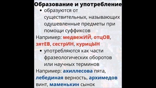 Имя прилагательное. Притяжательные прилагательные