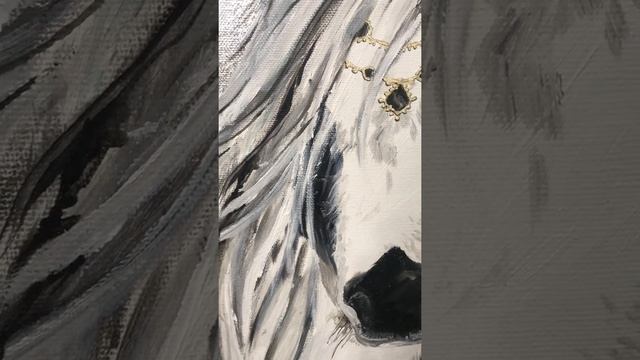 White horse art, Contemporary wall art, Farmhouse art decor, Acrylic horse portrait
