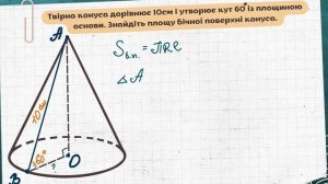 Базова задача про конус. Знайдіть площу бічної поверхні.