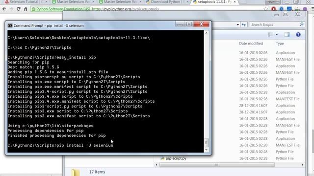 Selenium Python Tutorial - Installing selenium on widows