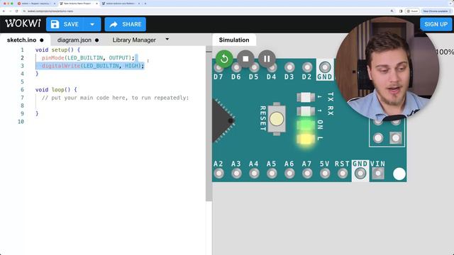 Симулятор Arduino Онлайн - как писать Arduino код без покупки Arduino - Wokwi смотреть онлайн