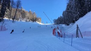 Горные лыжи Сочи. Газпром Лаура. Трассы G. Красная поляна. Приют пихтовый. Пролетаю мимо "чайников"