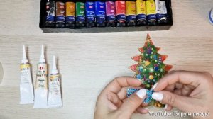 Как украсить деревянную ёлочку. Декупаж и роспись.