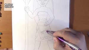 How to draw Moana, Как нарисовать принцессу Моану