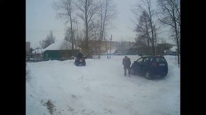 Уборка снега на квадроцикле stels 500GT.