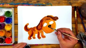 Милый ПЕСИК / как нарисовать СОБУКУ красками ГУАШЬ